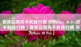 奢侈品商务手机排行榜 华为Mate 30 Pro好手机排行榜「奢侈品商务手机排行榜 华为Mate 30 Pro」