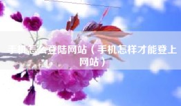 手机怎么登陆网站（手机怎样才能登上网站）