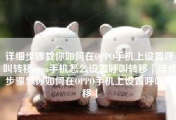 详细步骤教你如何在OPPO手机上设置呼叫转移oppo手机怎么设置呼叫转移「详细步骤教你如何在OPPO手机上设置呼叫转移」