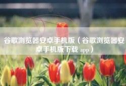 谷歌浏览器安卓手机版（谷歌浏览器安卓手机版下载 app）
