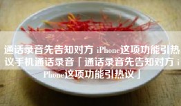通话录音先告知对方 iPhone这项功能引热议手机通话录音「通话录音先告知对方 iPhone这项功能引热议」