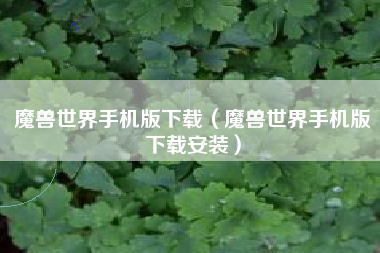 魔兽世界手机版下载（魔兽世界手机版下载安装）