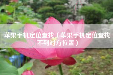苹果手机定位查找（苹果手机定位查找不到对方位置）
