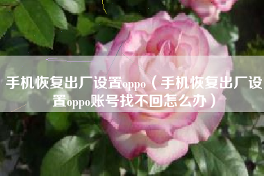 手机恢复出厂设置oppo（手机恢复出厂设置oppo账号找不回怎么办）