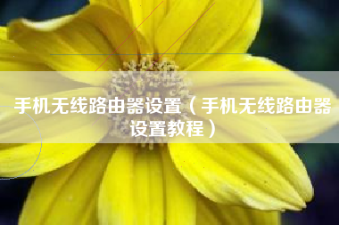 手机无线路由器设置（手机无线路由器设置教程）