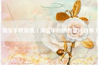 淘宝手机销售（淘宝手机销售量排行榜）