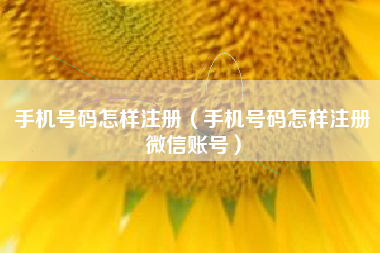 手机号码怎样注册（手机号码怎样注册微信账号）