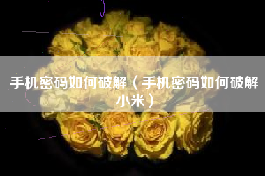 手机密码如何破解（手机密码如何破解小米）