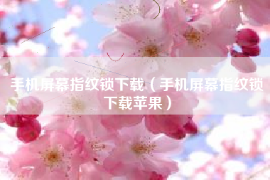 手机屏幕指纹锁下载（手机屏幕指纹锁下载苹果）