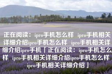 正在阅读：ipro手机怎么样  ipro手机相关详细介绍ipro手机怎么样  ipro手机相关详细介绍ipro手机「正在阅读：ipro手机怎么样  ipro手机相关详细介绍ipro手机怎么样  ipro手机相关详细介绍」
