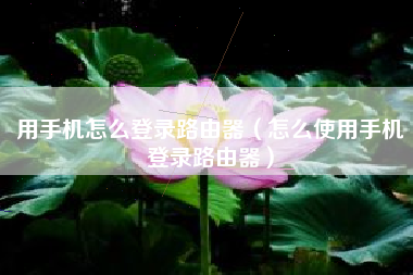 用手机怎么登录路由器（怎么使用手机登录路由器）