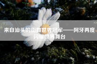 来自汕头的街舞世界冠军——阿牙再度闪耀世界舞台