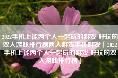 2022手机上能两个人一起玩的游戏 好玩的双人游戏排行榜两人游戏手机游戏「2022手机上能两个人一起玩的游戏 好玩的双人游戏排行榜」